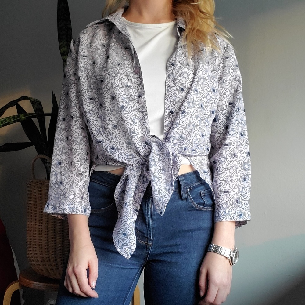 Blue Patterned Button Down